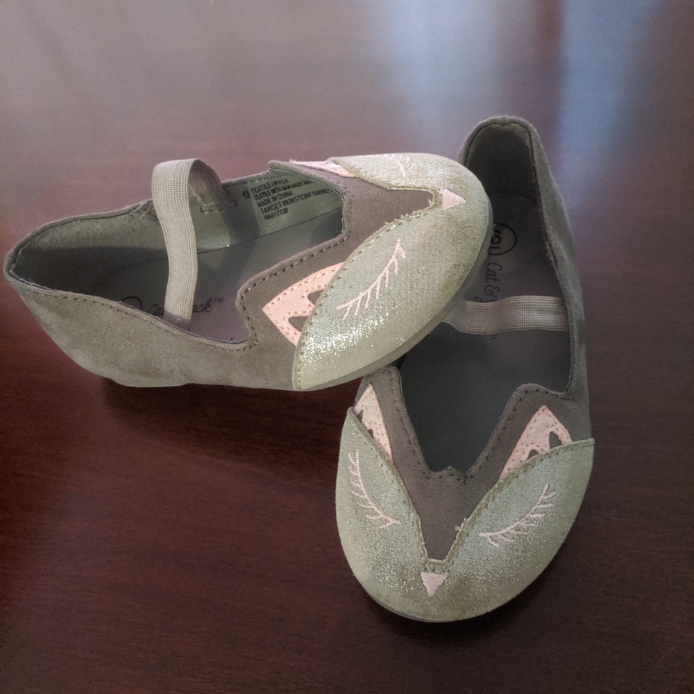 Toddler Fox Shoes Grey Slip on Girl Shoe 6